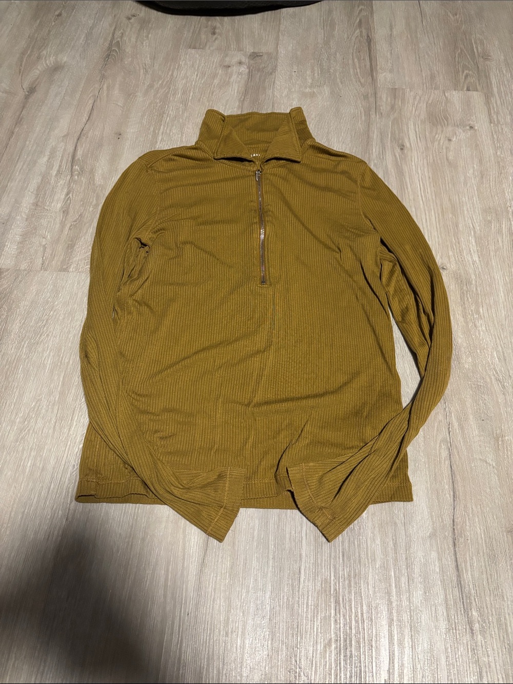 Everlane Ribbed Half-Zip Long Sleeve Tee - Mustard